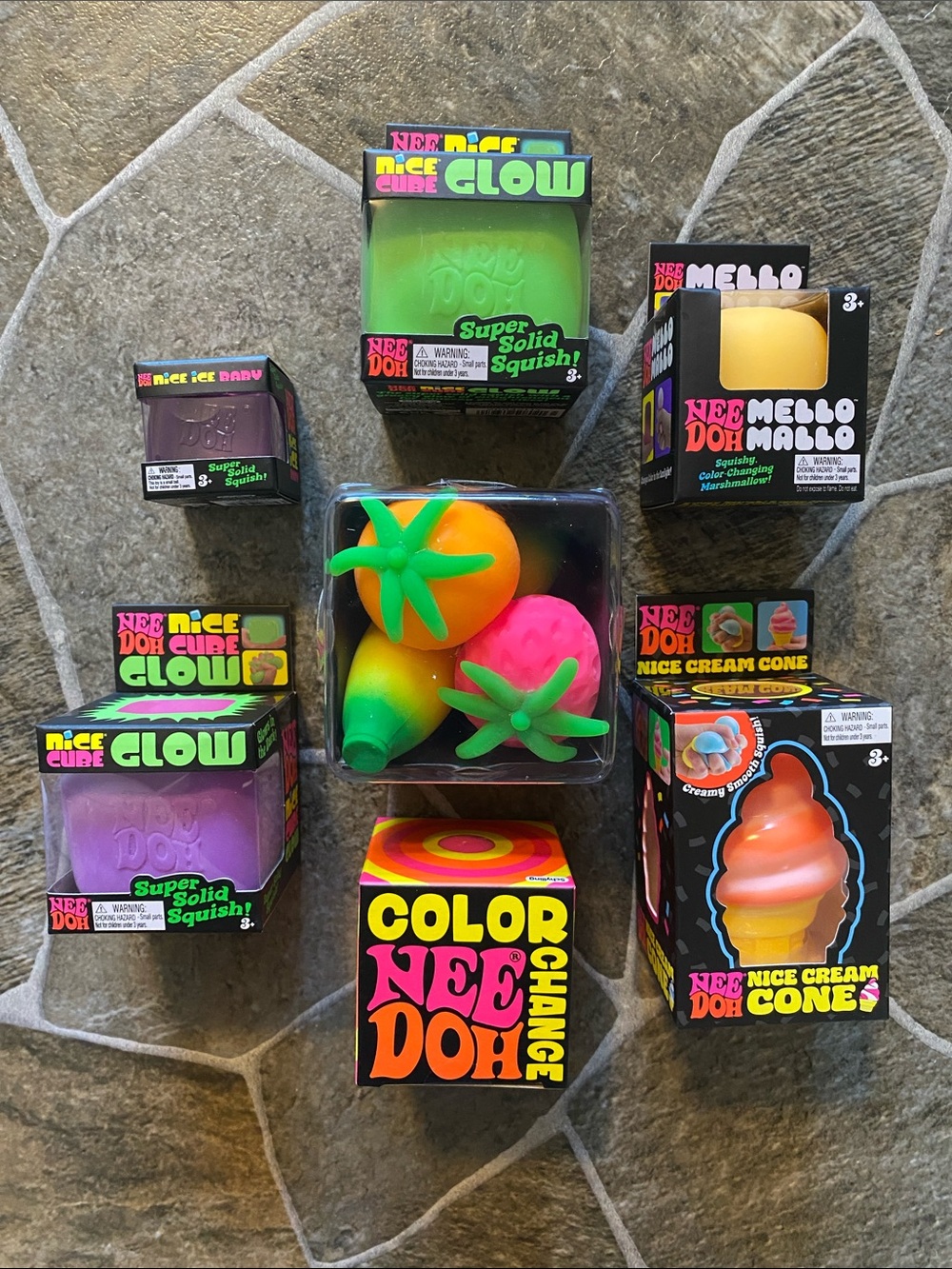 Needoh Ultimate Bundle Of 7 Fruit Basket Mello Mallo Baby Nice Cube Color Change